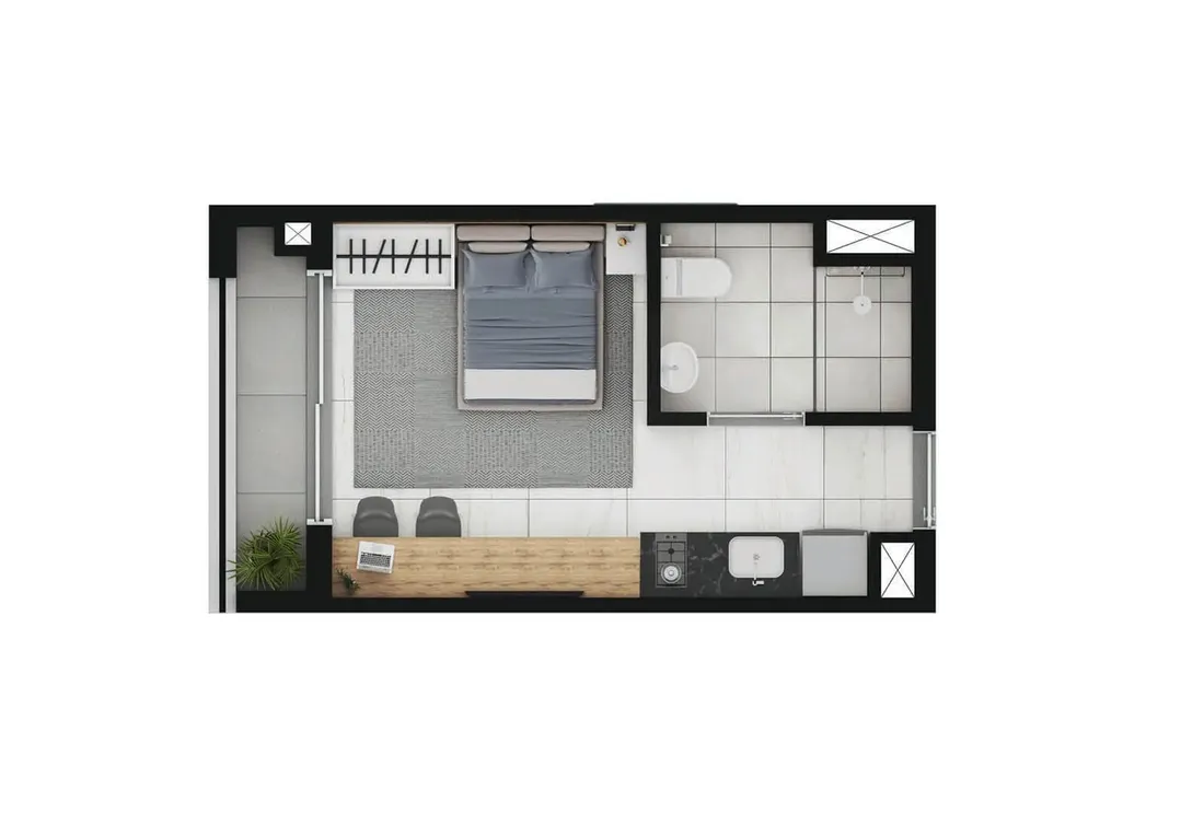 Essential Brooklin — studio - 22 m² (final 23 e 25)