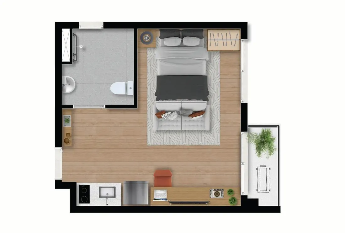 Essential Mariana — studio - 28 m² (3 ao 6 pav.)