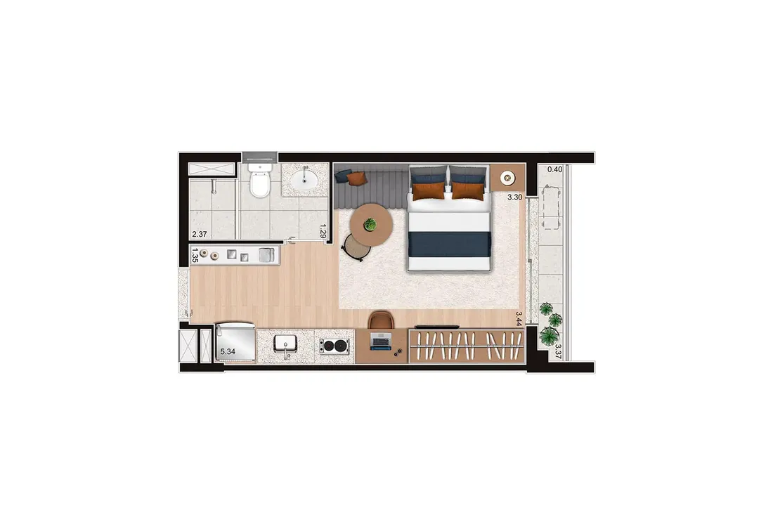 Nex One Faria Lima — Studio (24 m²)